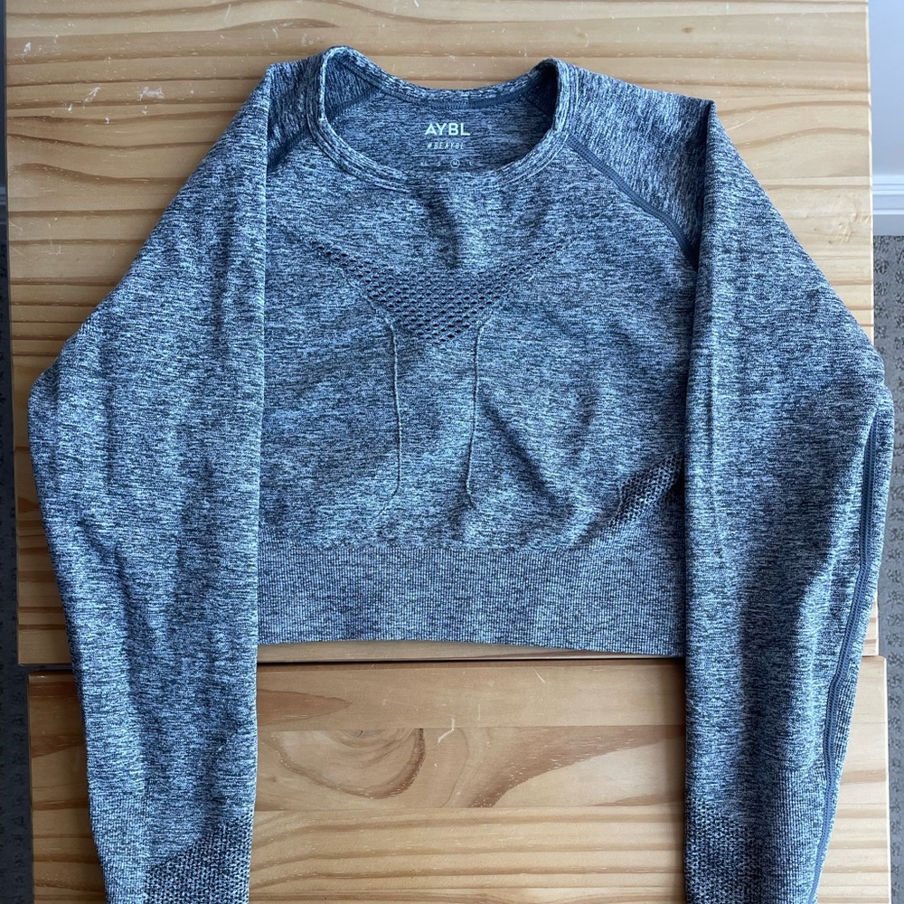 AYBL long sleeved heather grey crop top
